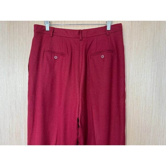 NEW Vtg Lands End 100% Wool Pleated High Waist Dress Pants Sz 16 Made in USA Red - Picture 7 of 13
